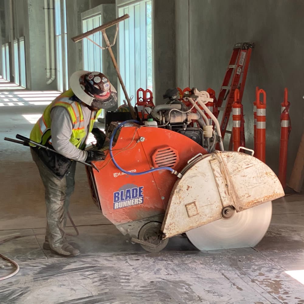 slab sawing with concrete saw